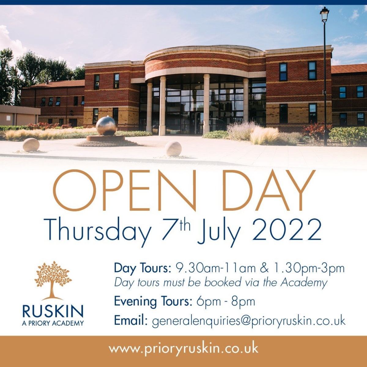 Priory Ruskin Academy Open Day Thursday 7th July